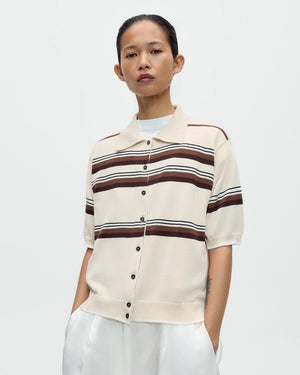 ORGANIC COTTON STRIPED POLO / CREAM