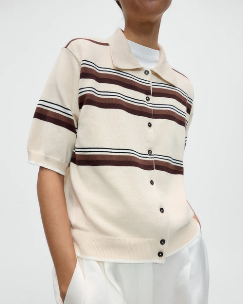 ORGANIC COTTON STRIPED POLO / CREAM