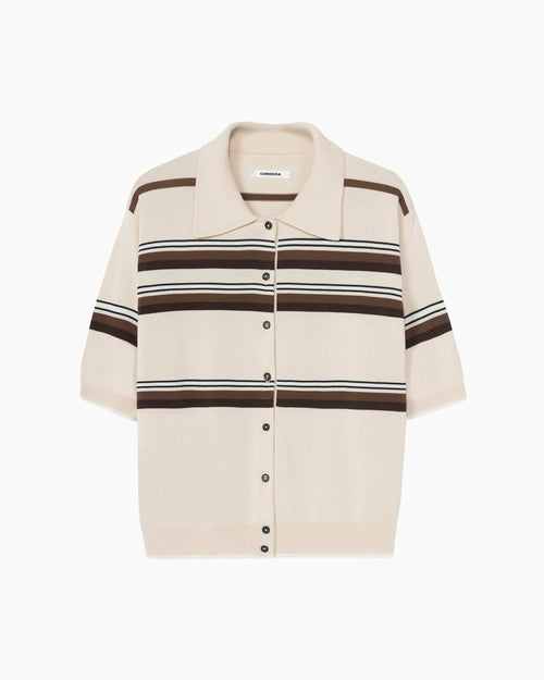 ORGANIC COTTON STRIPED POLO / CREAM