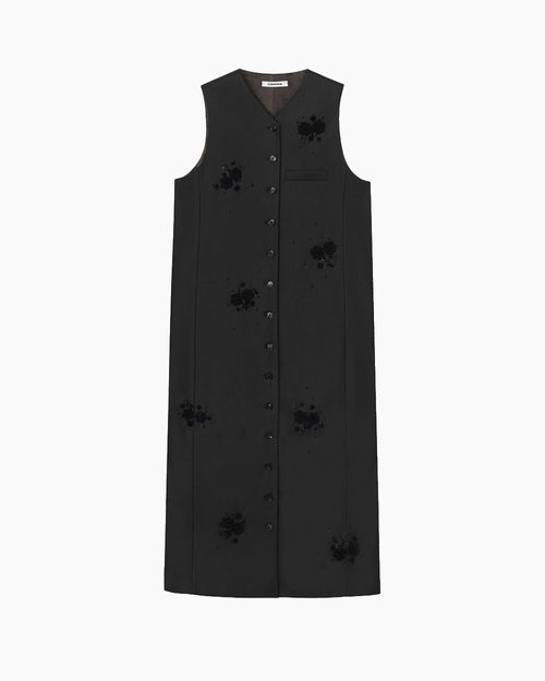 TAILORED EMBELLISHED LONG DRESS / DARK BROWN