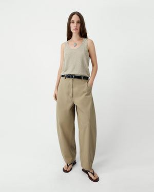 COTTON CURVED PANTS / CAMEL