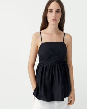 COTTON EMBROIDERED TOP / BLACK