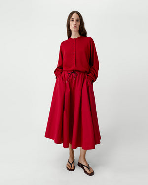 COTTON & SILK CARDIGAN / RED