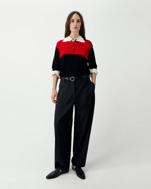 ORGANIC COTTON COLORBLOCK POLO / BLACK