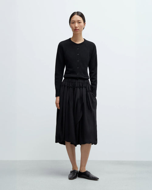 RUFFLED SKIRT PANTS / BLACK