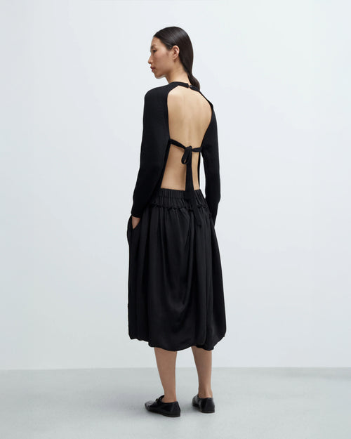 RUFFLED SKIRT PANTS / BLACK