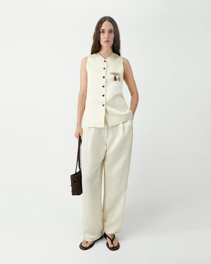 SATIN TAILORED VEST / MARFIL