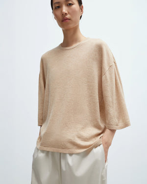 MERINO WOOL OVERSIZED T-SHIRT / BEIGE
