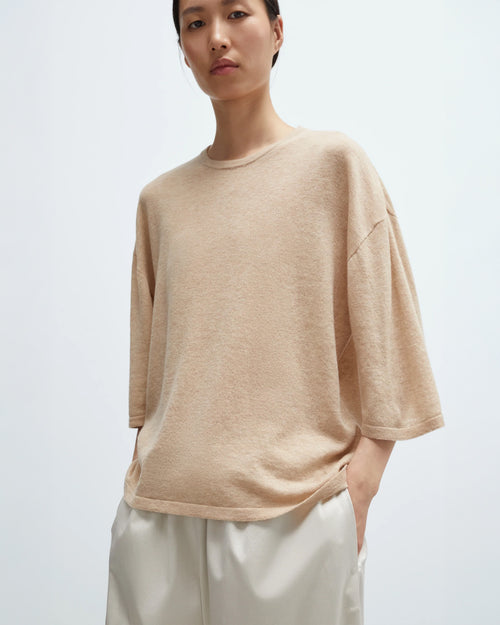 MERINO WOOL OVERSIZED T-SHIRT / BEIGE