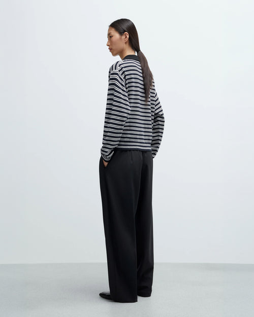 MERINO WOOL STRIPED POLO CARDIGAN / MULTICOLOR