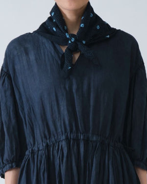 COTTON SINGLE GAUZE SHIBORI PRINT SCARF / NAVY