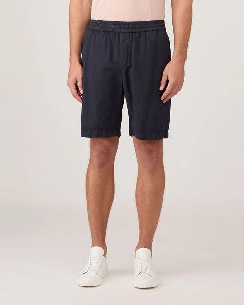 COTTON LINEN DRAWSTRING SHORT / NAVY