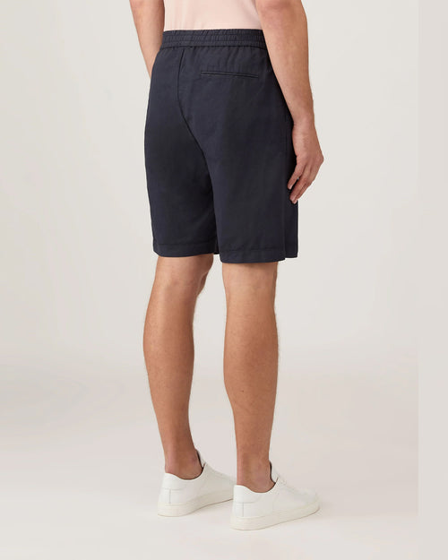COTTON LINEN DRAWSTRING SHORT / NAVY