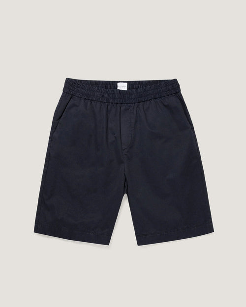 COTTON LINEN DRAWSTRING SHORT / NAVY
