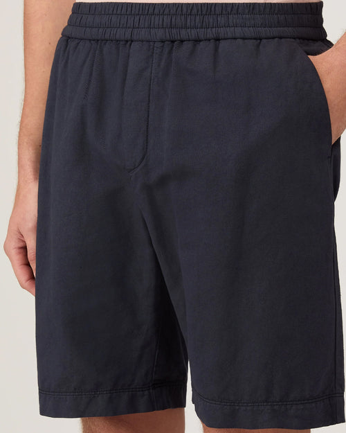 COTTON LINEN DRAWSTRING SHORT / NAVY