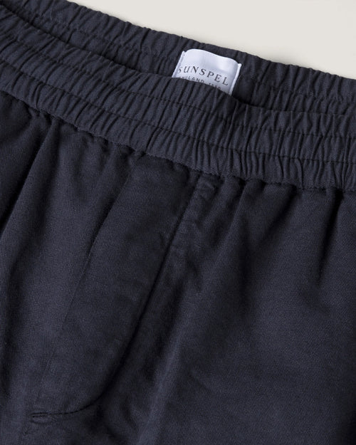 COTTON LINEN DRAWSTRING SHORT / NAVY