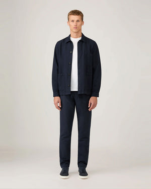 COTTON LINEN DRAWSTRING TROUSER / NAVY