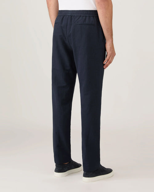 COTTON LINEN DRAWSTRING TROUSER / NAVY
