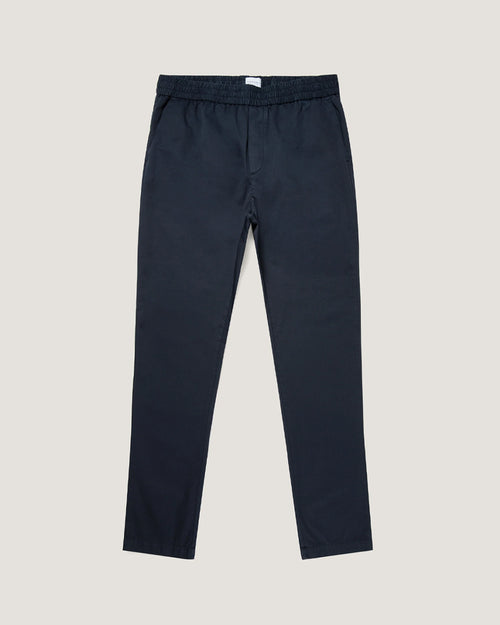 COTTON LINEN DRAWSTRING TROUSER / NAVY