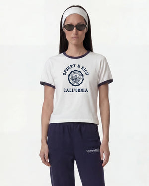 CALIFORNIA EMBLEM SOFT RINGER TEE / WHITE/DARK NAVY