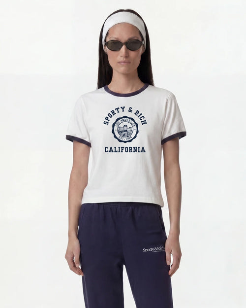 CALIFORNIA EMBLEM SOFT RINGER TEE / WHITE/DARK NAVY