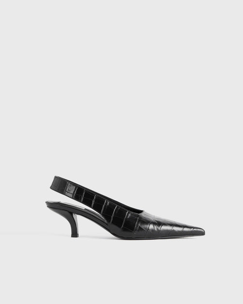 CLASSIC CROCO-EMBOSSED SLINGBACKS / BLACK