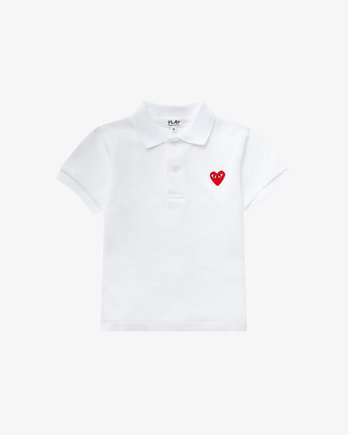 KIDS T505 RED HEART POLO SHIRT WHITE FABRIC