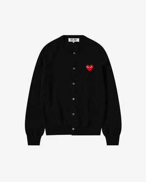 N007 WOMENS RED HEART CARDIGAN / BLACK (L)