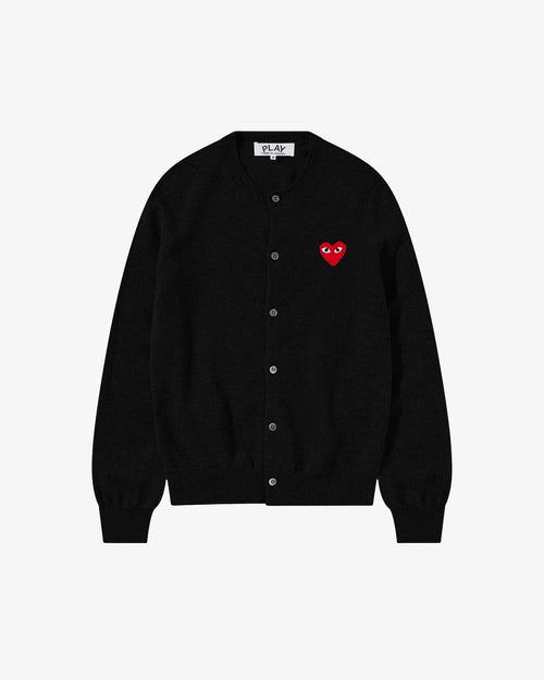 N007 WOMENS RED HEART CARDIGAN / BLACK (XXS)