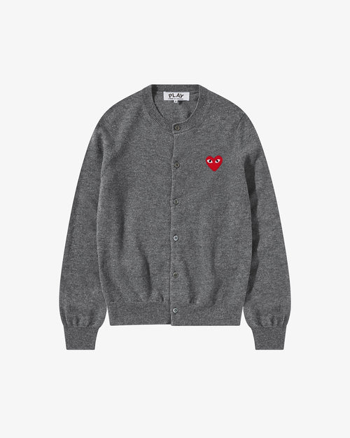 N007 UNISEX RED HEART CARDIGAN / GREY