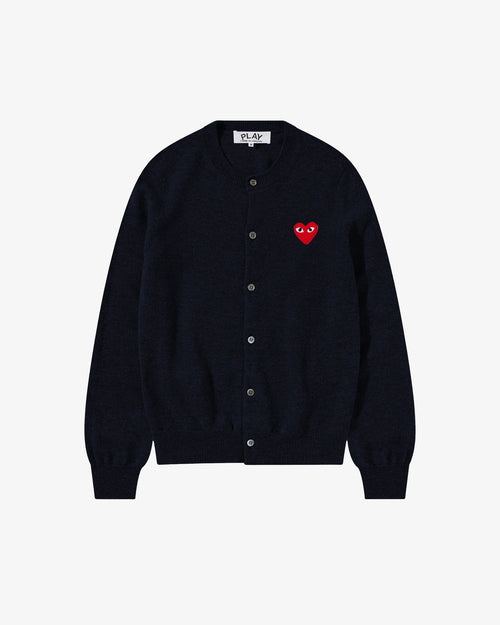 N007 WOMENS RED HEART CARDIGAN / NAVY (L)