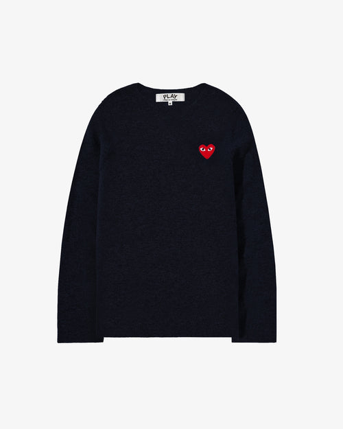 N068 UNISEX RED HEART CREWNECK JUMPER / NAVY