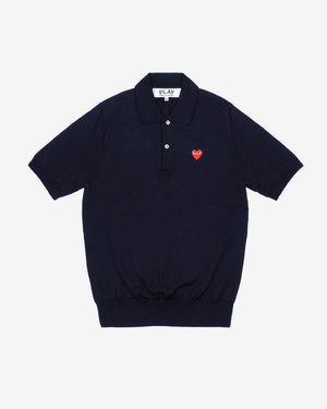 N094 UNISEX RED HEART POLO SHIRT / NAVY