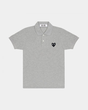 T078 UNISEX BLACK HEART POLO SHIRT / GREY