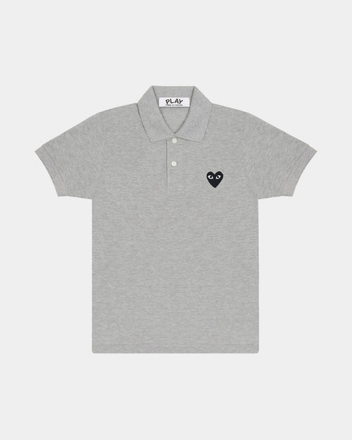 T078 UNISEX BLACK HEART POLO SHIRT / GREY