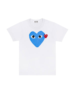 T106 UNISEX BIG BLUE HEART T-SHIRT T-SHIRT / WHITE