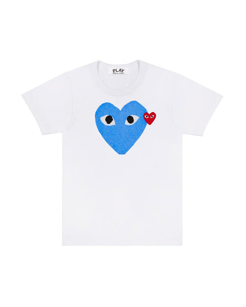 T106 UNISEX BIG BLUE HEART T-SHIRT T-SHIRT / WHITE