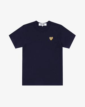 T216 UNISEX GOLD HEART T-SHIRT / NAVY