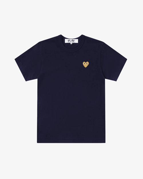 T216 UNISEX GOLD HEART T-SHIRT / NAVY