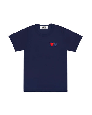 T226 UNISEX DOUBLE HEART T-SHIRT / BURGUNDY / NAVY