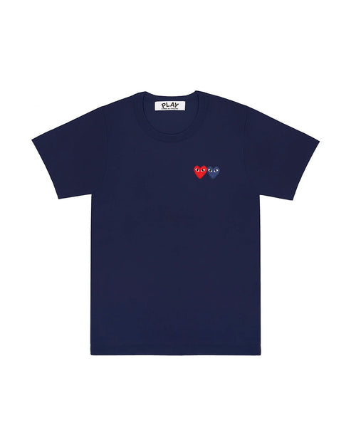 T226 UNISEX DOUBLE HEART T-SHIRT / BURGUNDY / NAVY