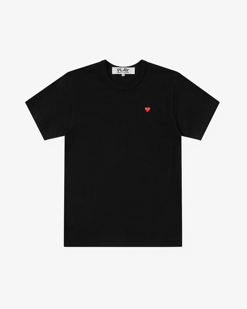 T304 UNISEX MINI RED HEART T SHIRT BLACK FABRIC