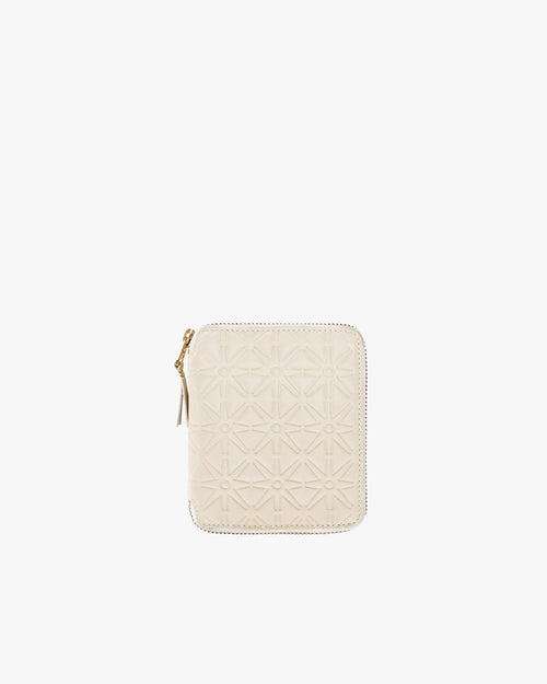 SA210E EMBOSSED FULL ZIP WALLET LARGE / OFF WHITE