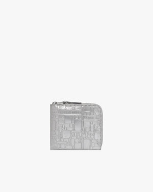 SA3100EG EMBOSSED LOGOTYPE ZIP AROUND WALLET  / SILVER