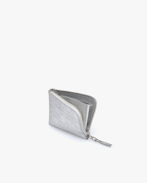 SA3100EG EMBOSSED LOGOTYPE ZIP AROUND WALLET  / SILVER