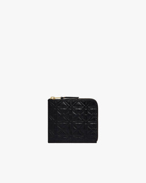 SA310E EMBOSSED ZIP AROUND WALLET / BLACK