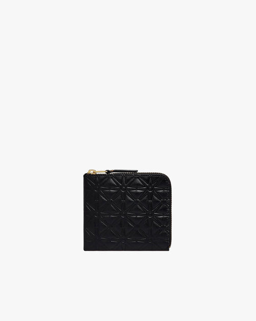 SA310E EMBOSSED ZIP AROUND WALLET / BLACK