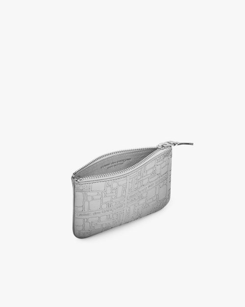 SA8100EG EMBOSSED LOGOTYPE ZIP POUCH / SILVER