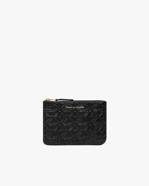 SA810E EMBOSSED ZIP POUCH / BLACK