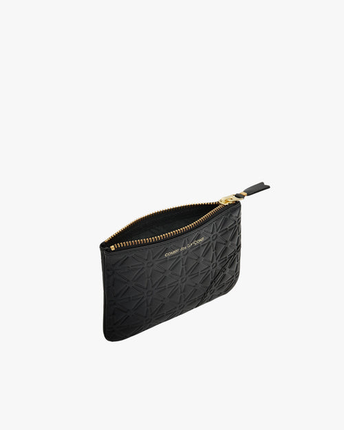 SA810E EMBOSSED ZIP POUCH / BLACK